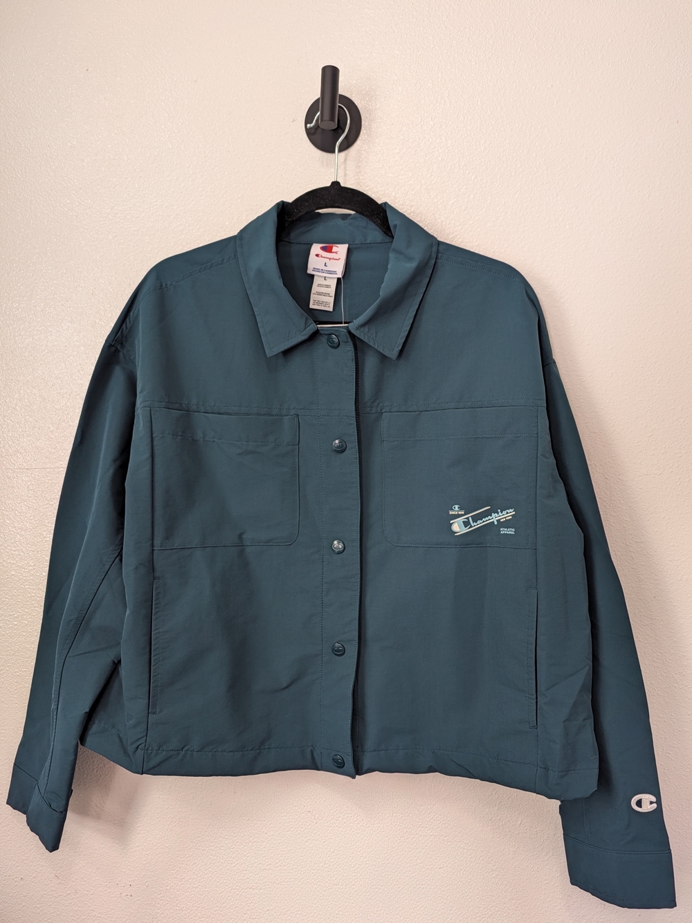 Champion Teal Button-Front Women's Bomber Jacket